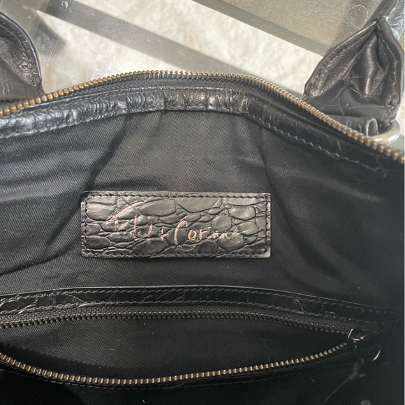 Foley + Corrina Black Croco Print Leather Shoulder Bag - Picture 4 of 4